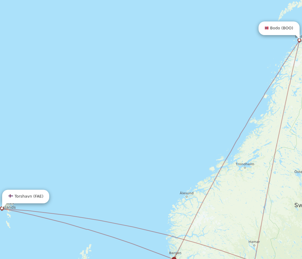 FAE-BOO flight routes