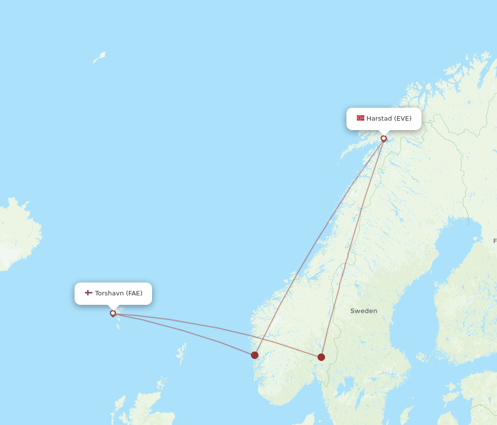 FAE-EVE flight routes