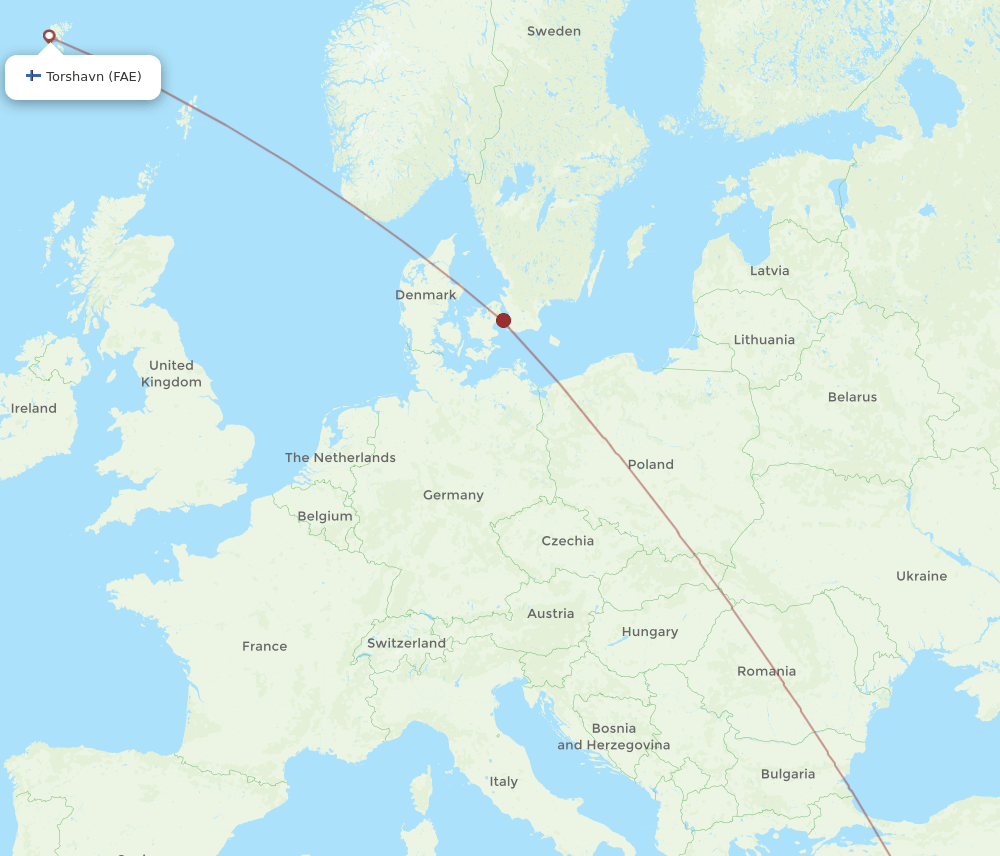 Gazipasa - Faroe Islands route map and flight paths