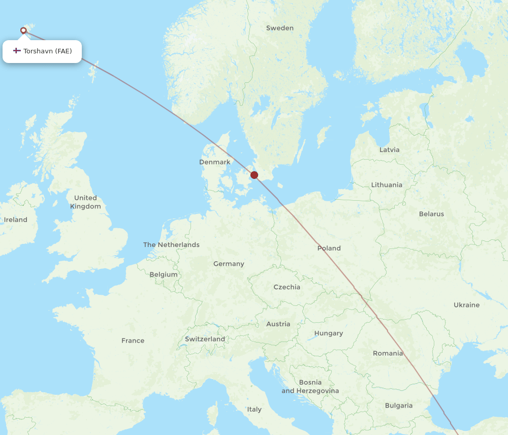 Konya - Faroe Islands route map and flight paths