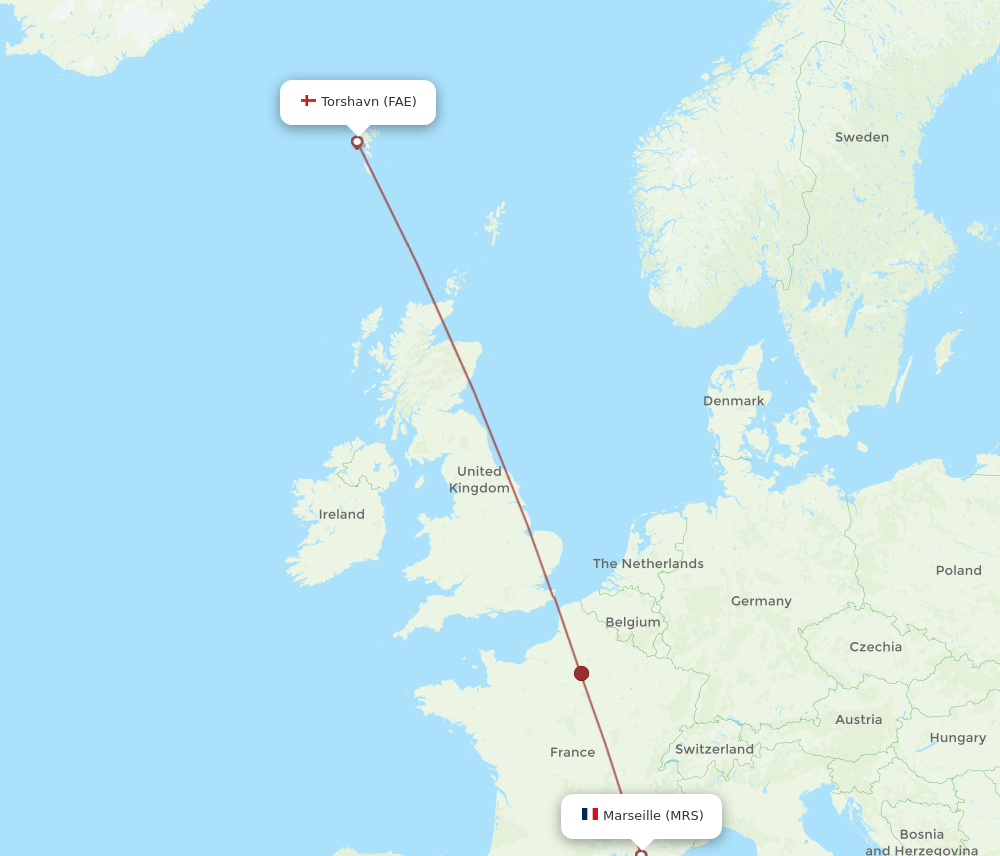 FAE to MRS flights and routes map