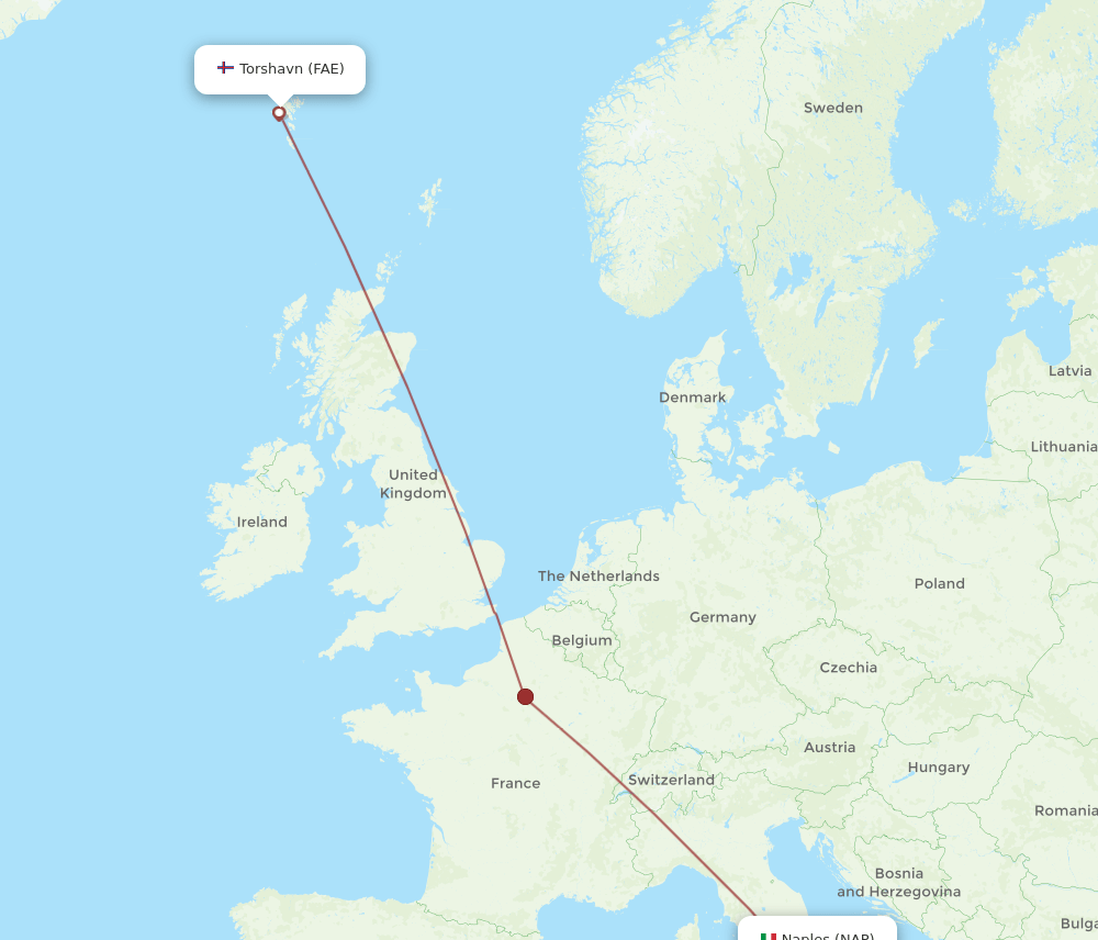 FAE to NAP flights and routes map