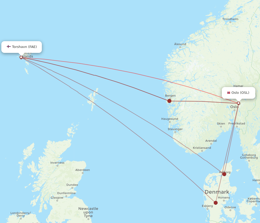 FAE-OSL flight routes