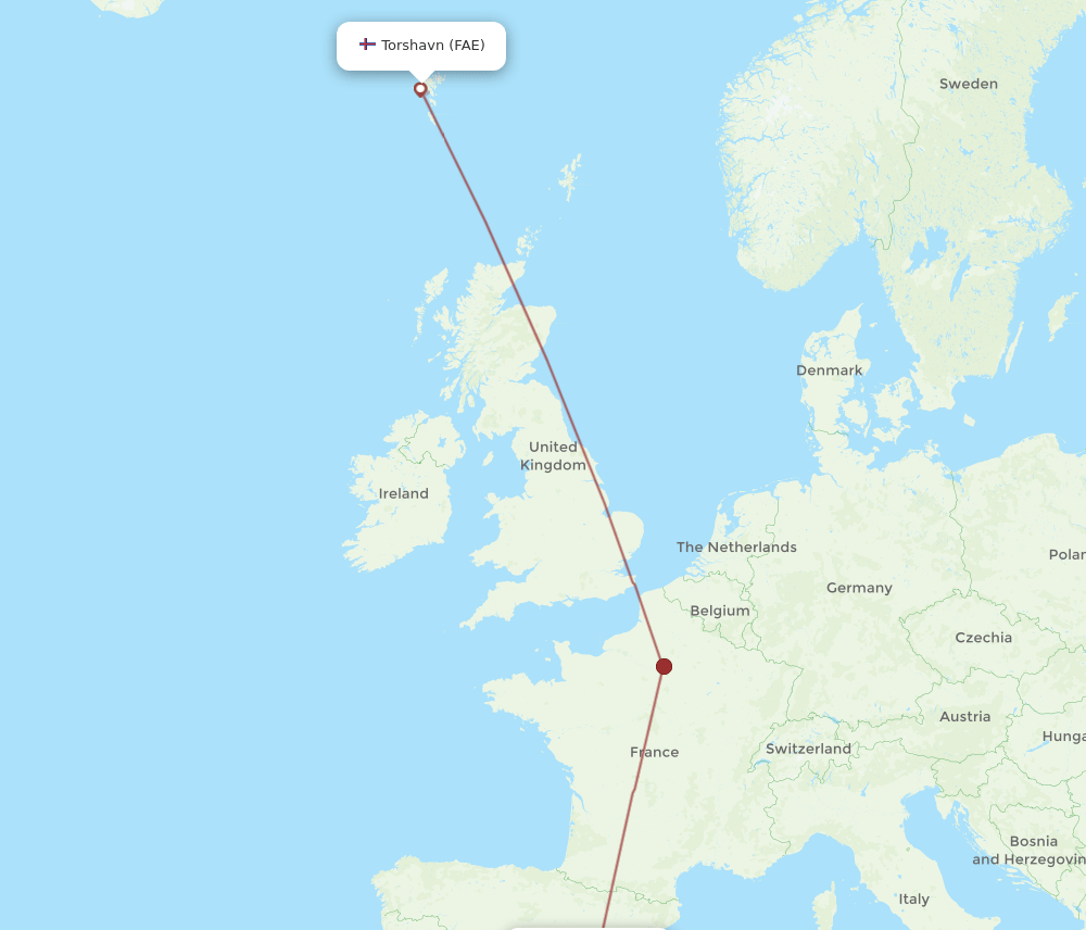 FAE to VLC flights and routes map