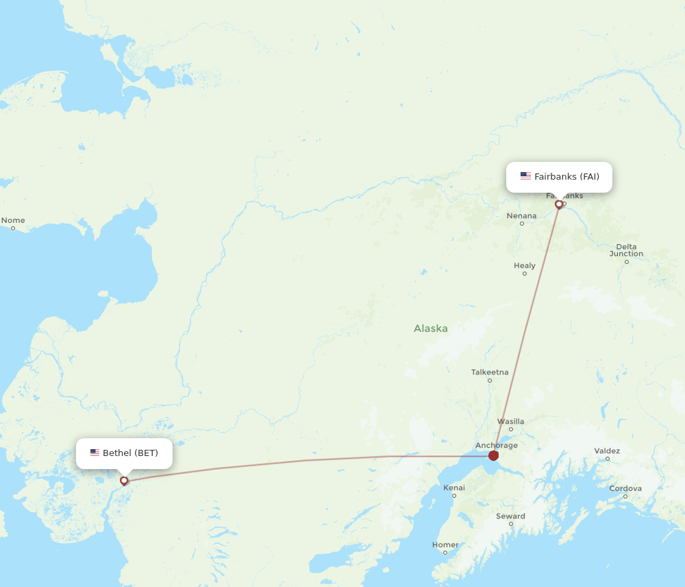 FAI to BET flights and routes map