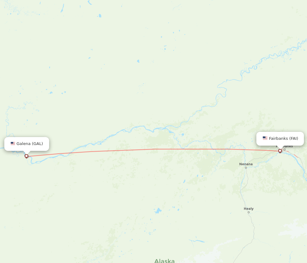 Fairbanks - Galena route map and flight paths