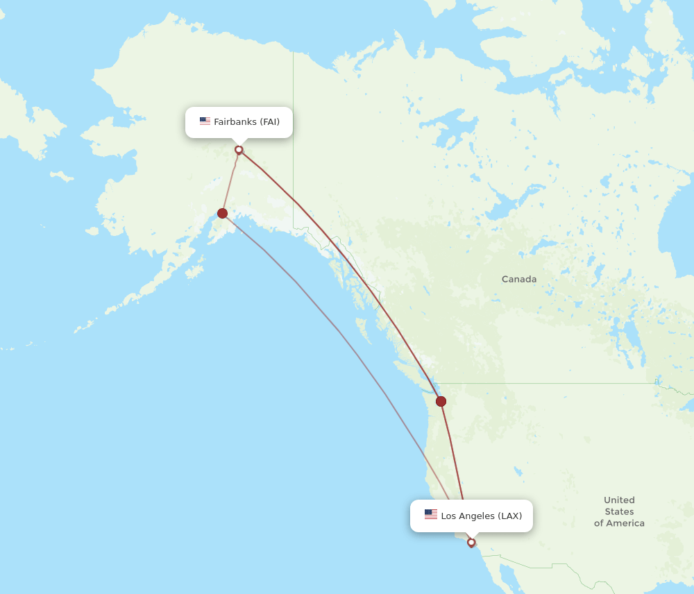 FAI-LAX flight routes