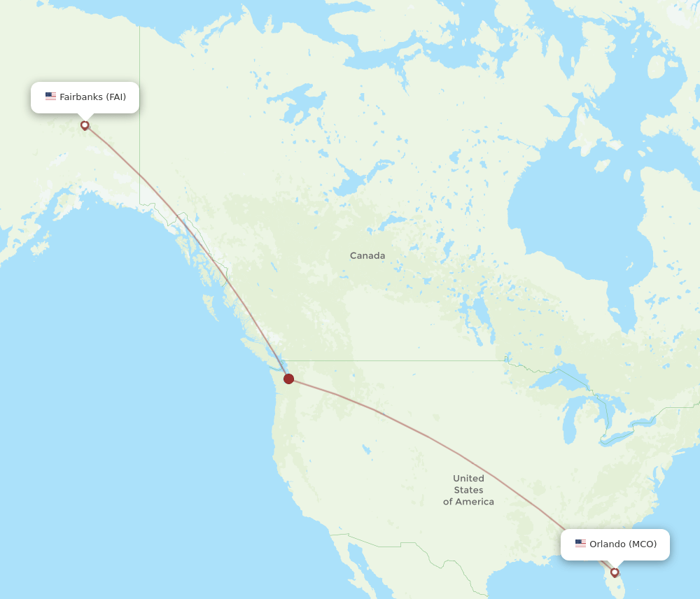 FAI-MCO flight routes