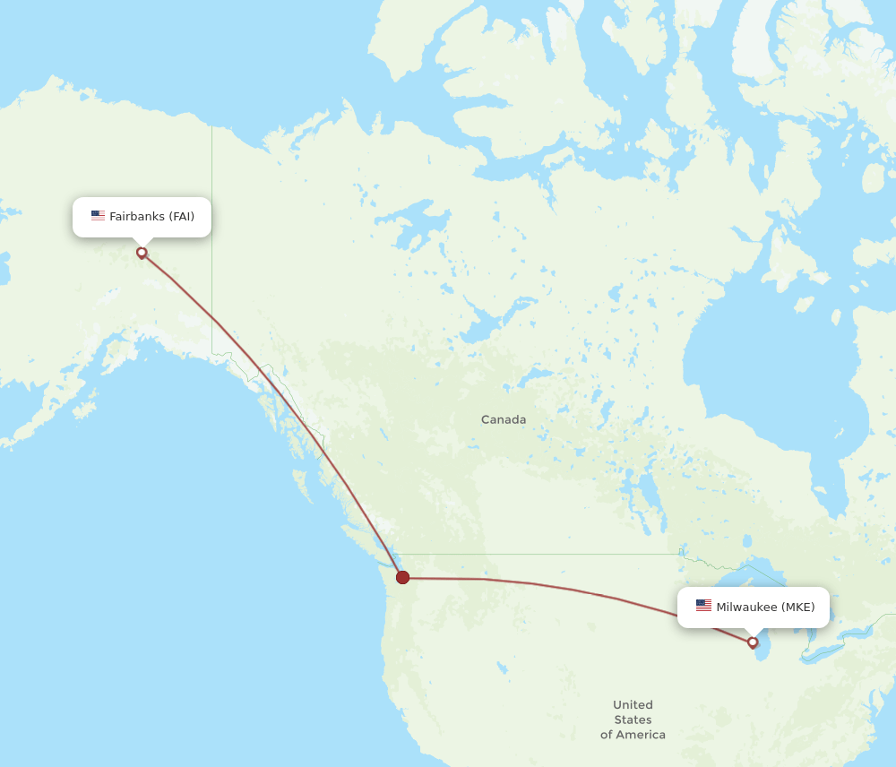 FAI-MKE flight routes