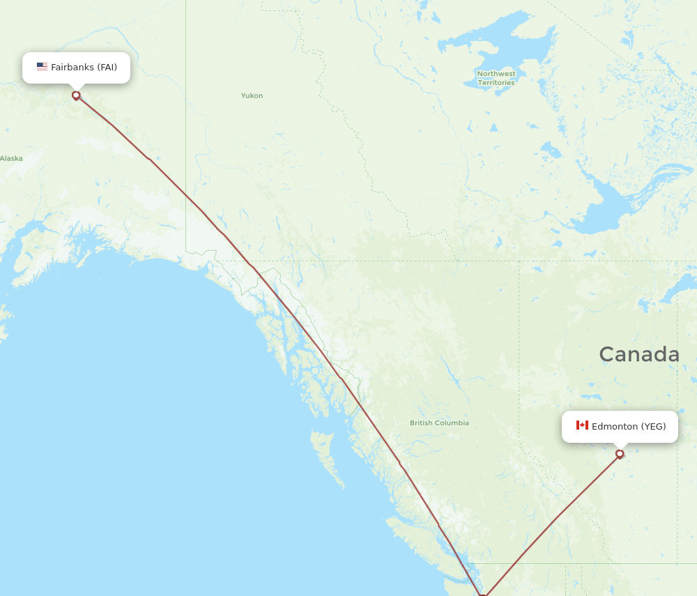 FAI-YEG flight routes