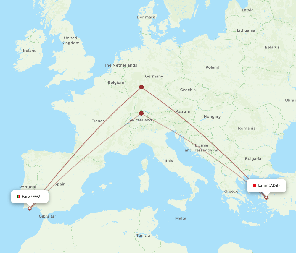 FAO-ADB flight routes