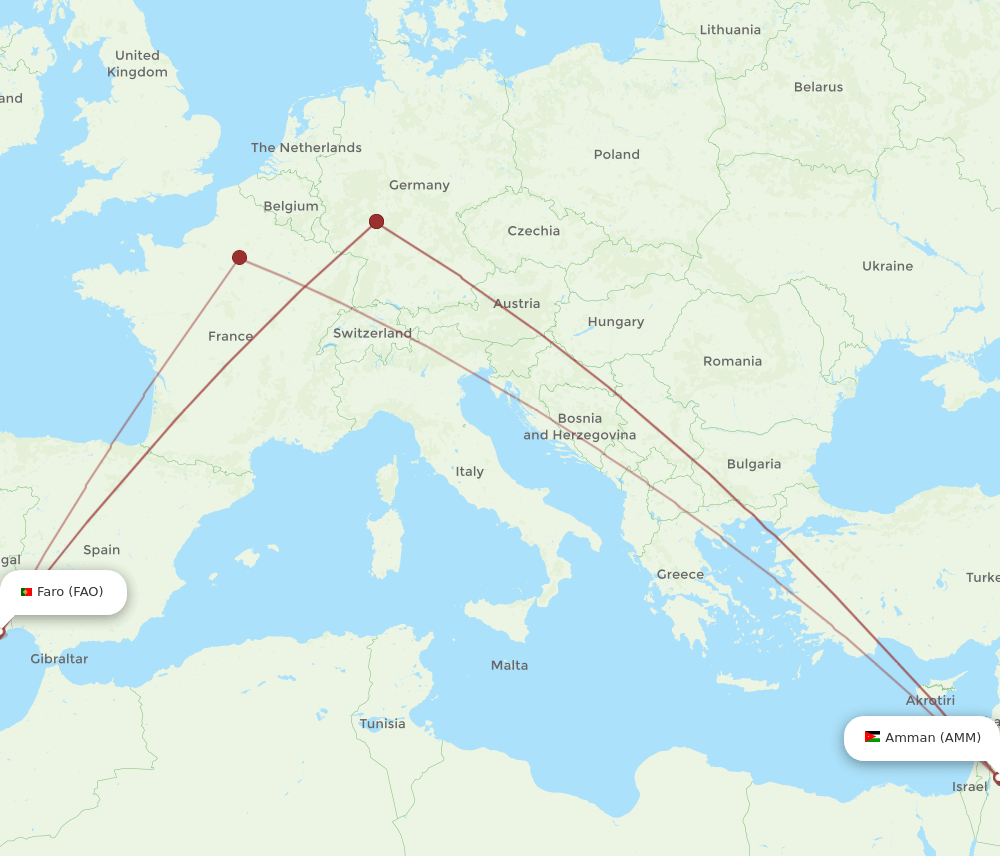 FAO-AMM flight routes
