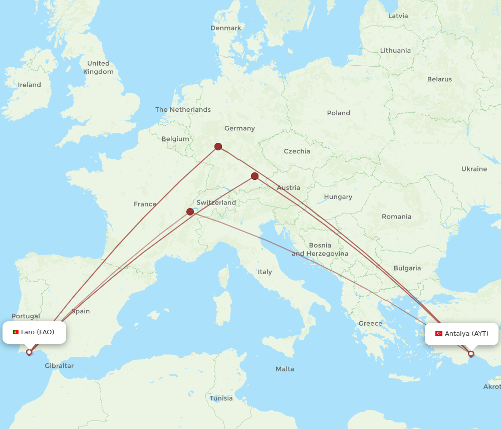 FAO-AYT flight routes