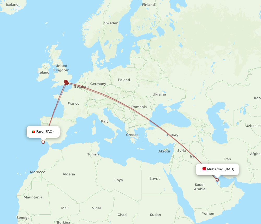 FAO-BAH flight routes