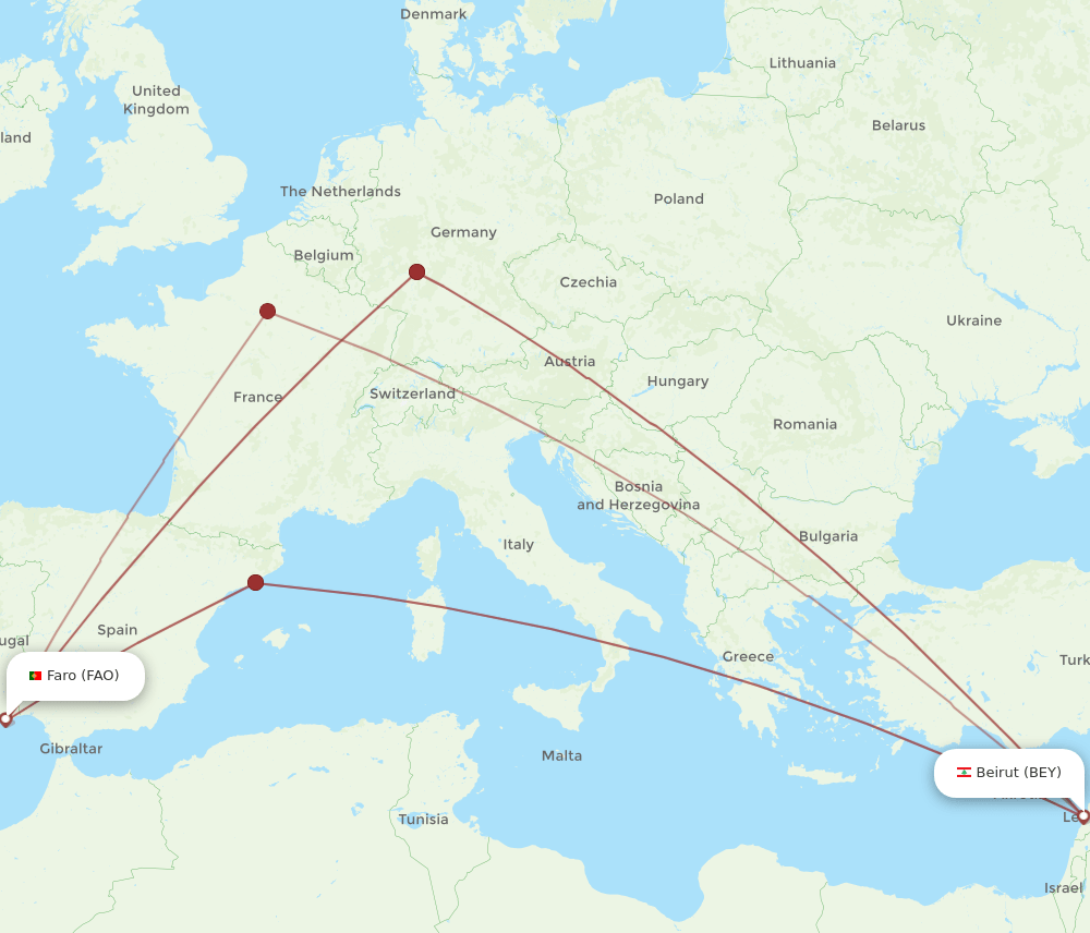FAO-BEY flight routes