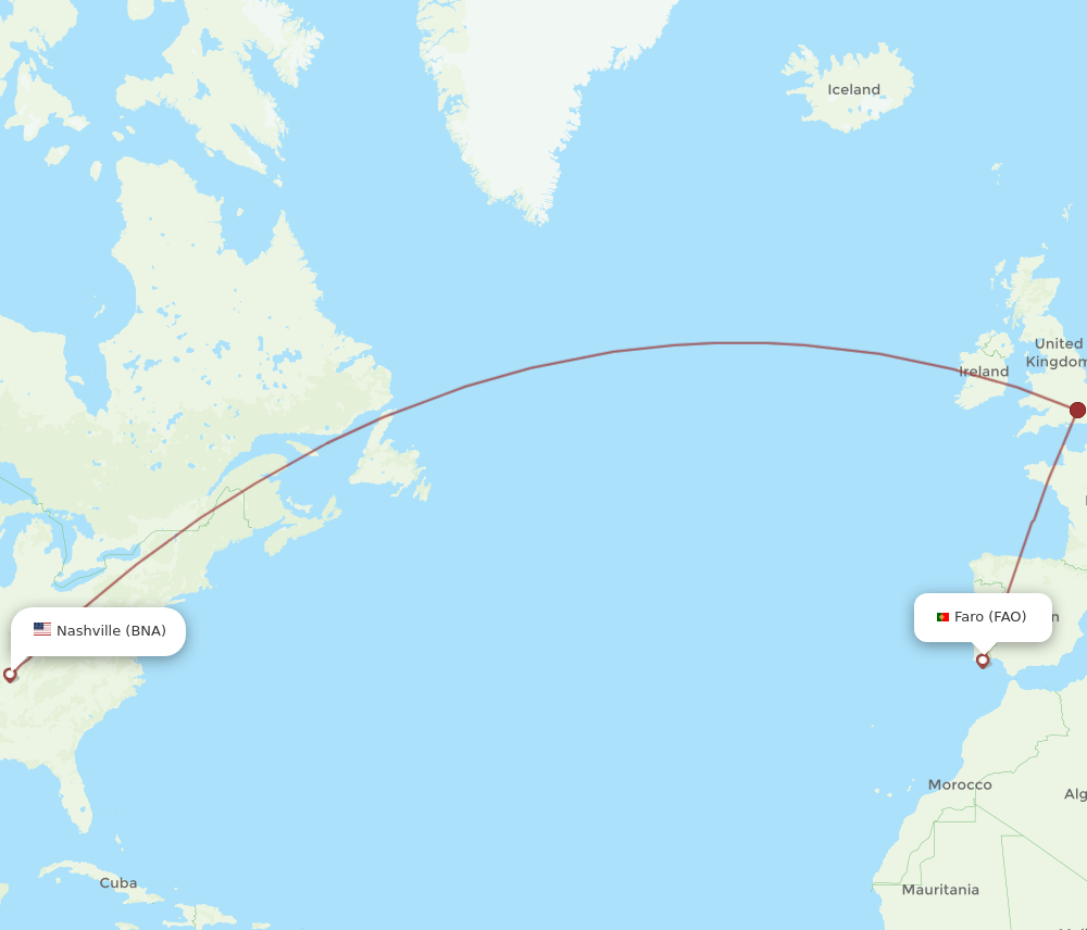 FAO-BNA flight routes