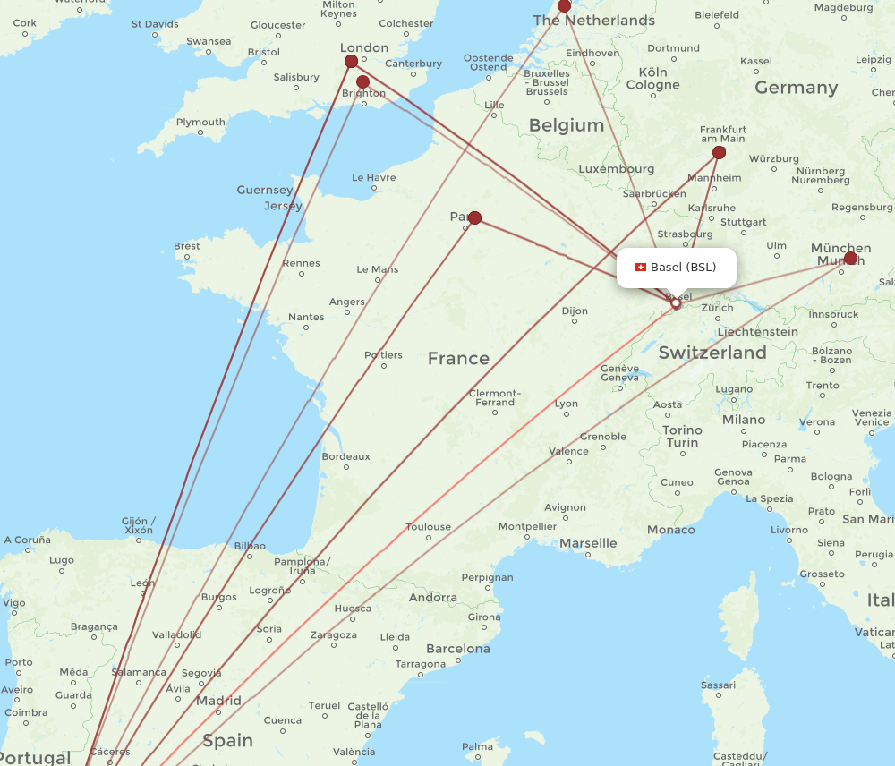 FAO to BSL flights and routes map