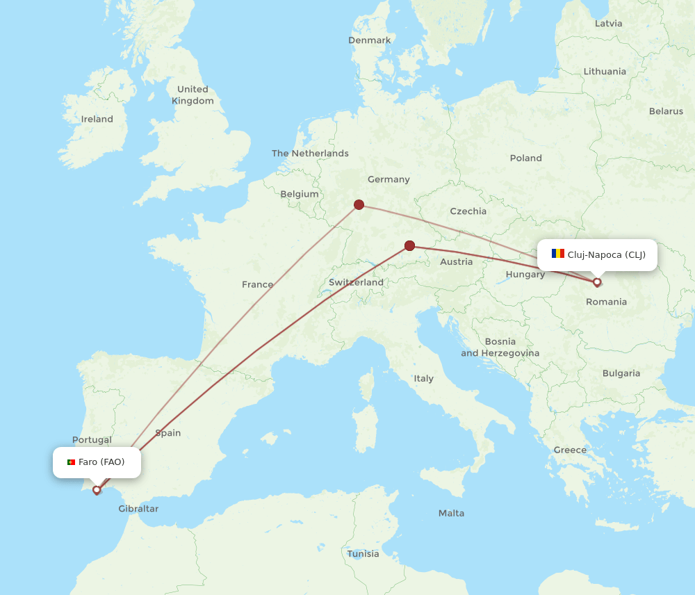 FAO-CLJ flight routes