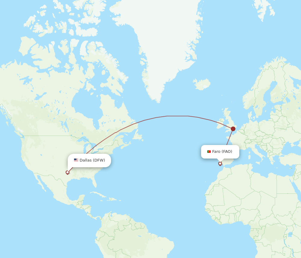 FAO-DFW flight routes
