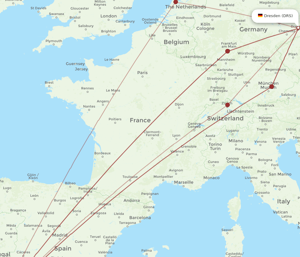 FAO-DRS flight routes