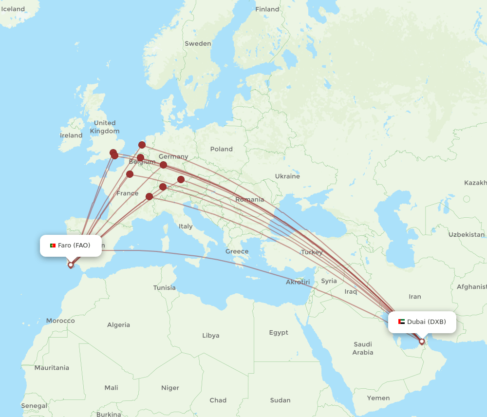 FAO-DXB flight routes