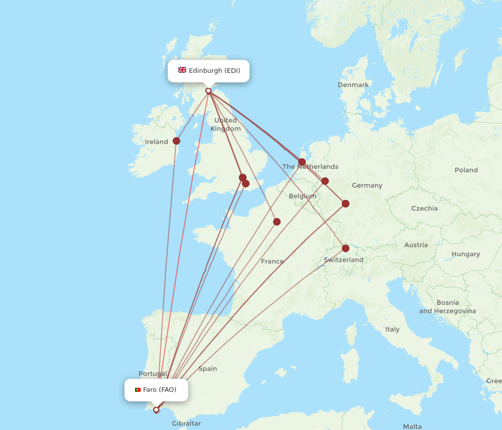 FAO-EDI flight routes