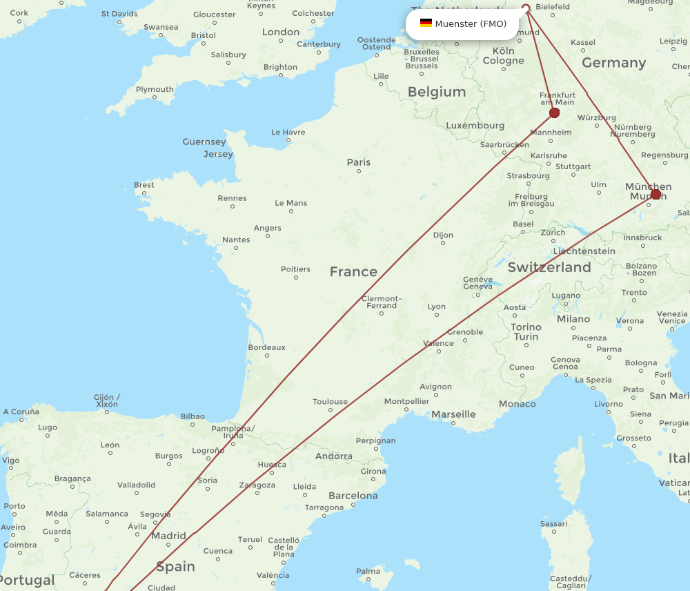 FAO to FMO flights and routes map