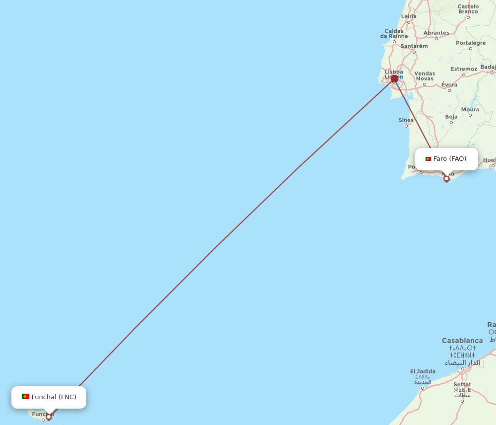 FAO-FNC flight routes