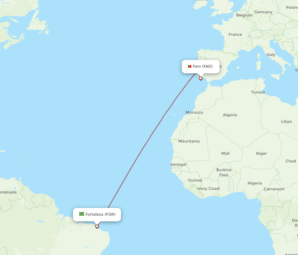 FAO-FOR flight routes