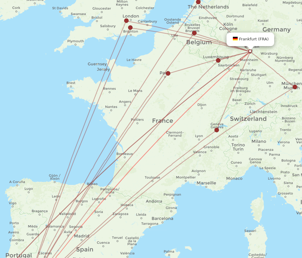 FAO-FRA flight routes