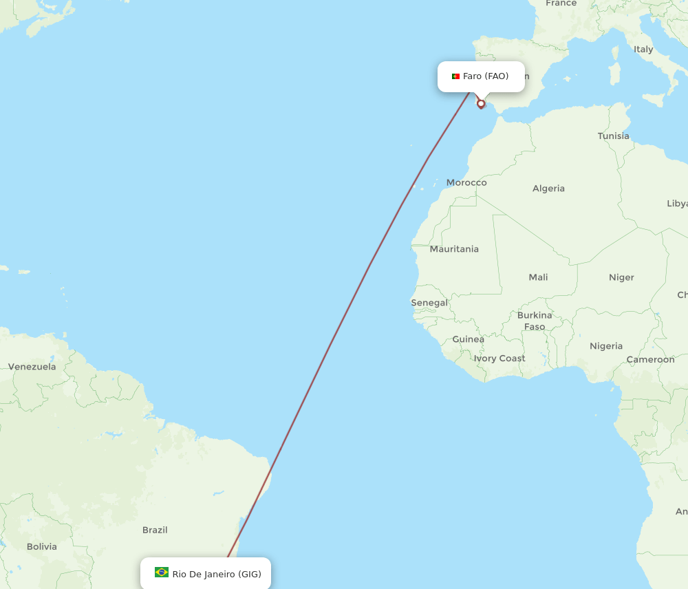 FAO-GIG flight routes