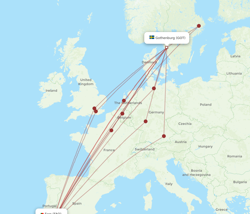 FAO-GOT flight routes