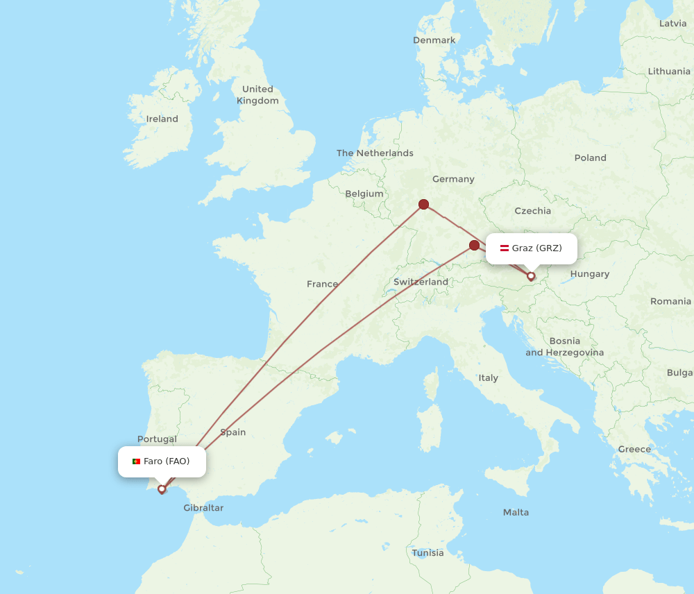 FAO-GRZ flight routes