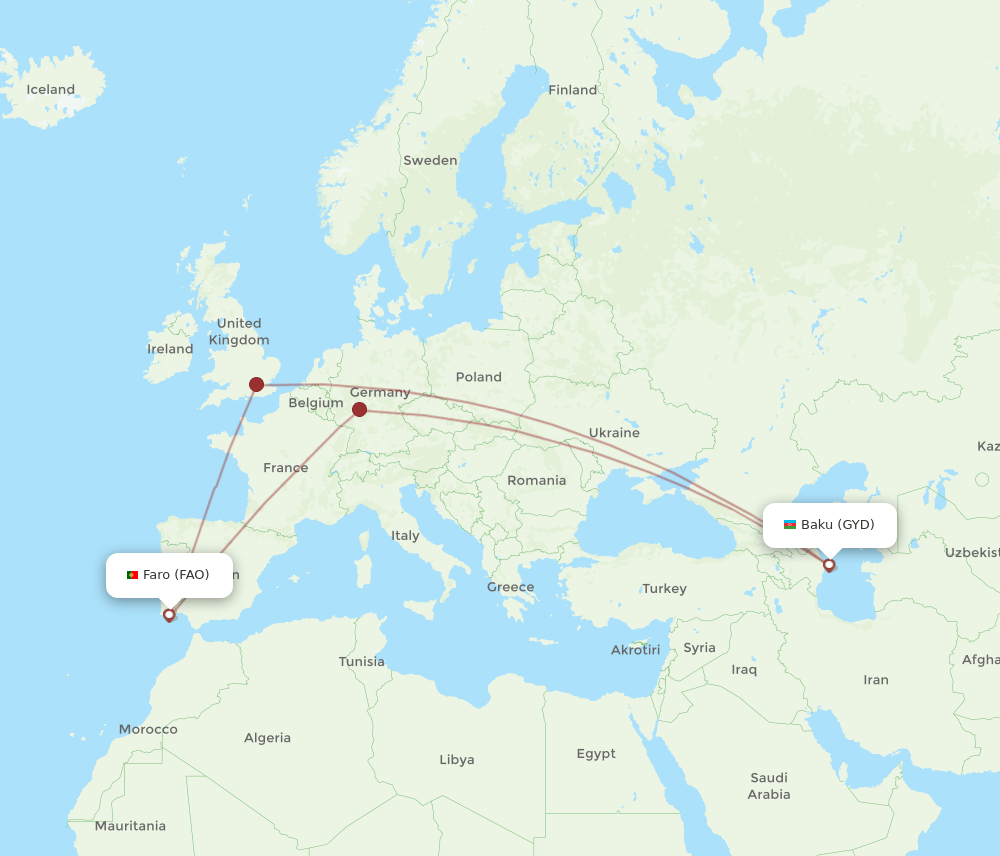 FAO-GYD flight routes