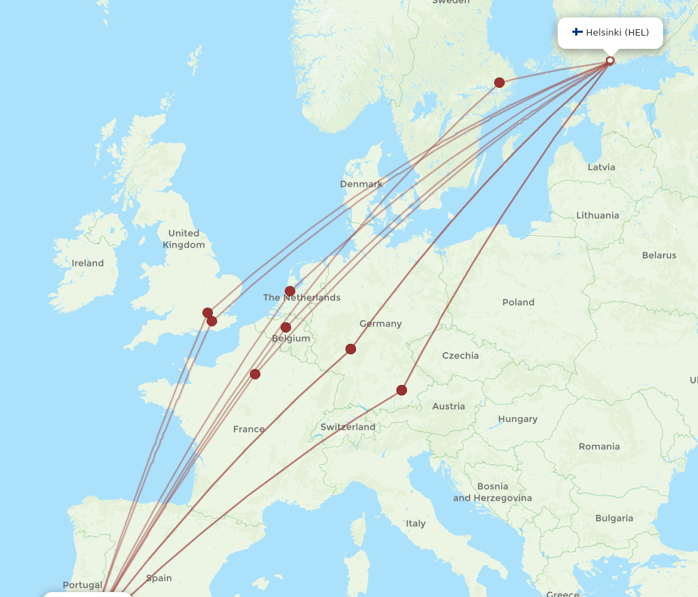 FAO to HEL flights and routes map