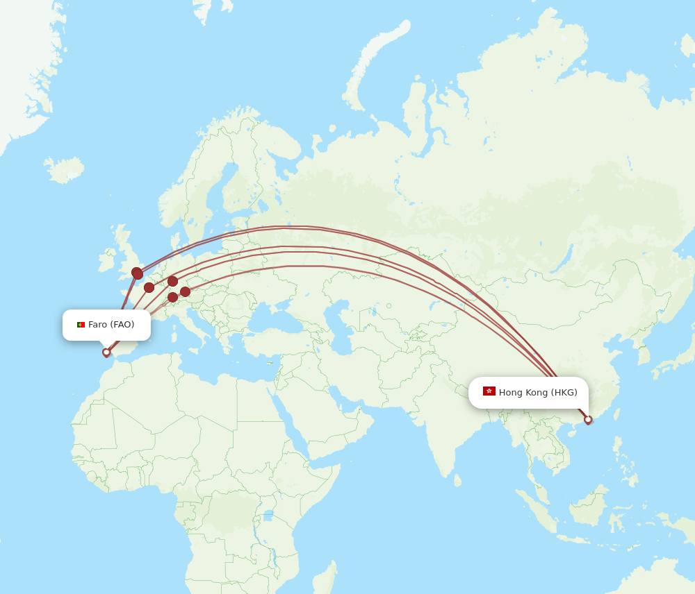 FAO-HKG flight routes