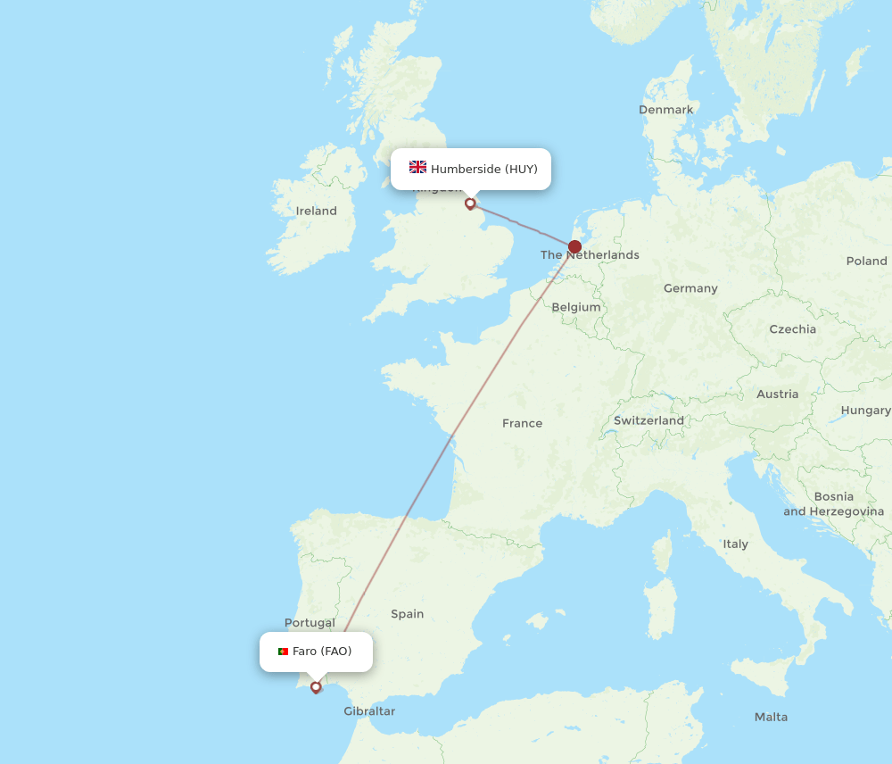 FAO-HUY flight routes