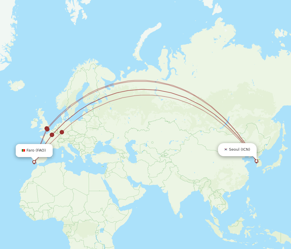 FAO-ICN flight routes
