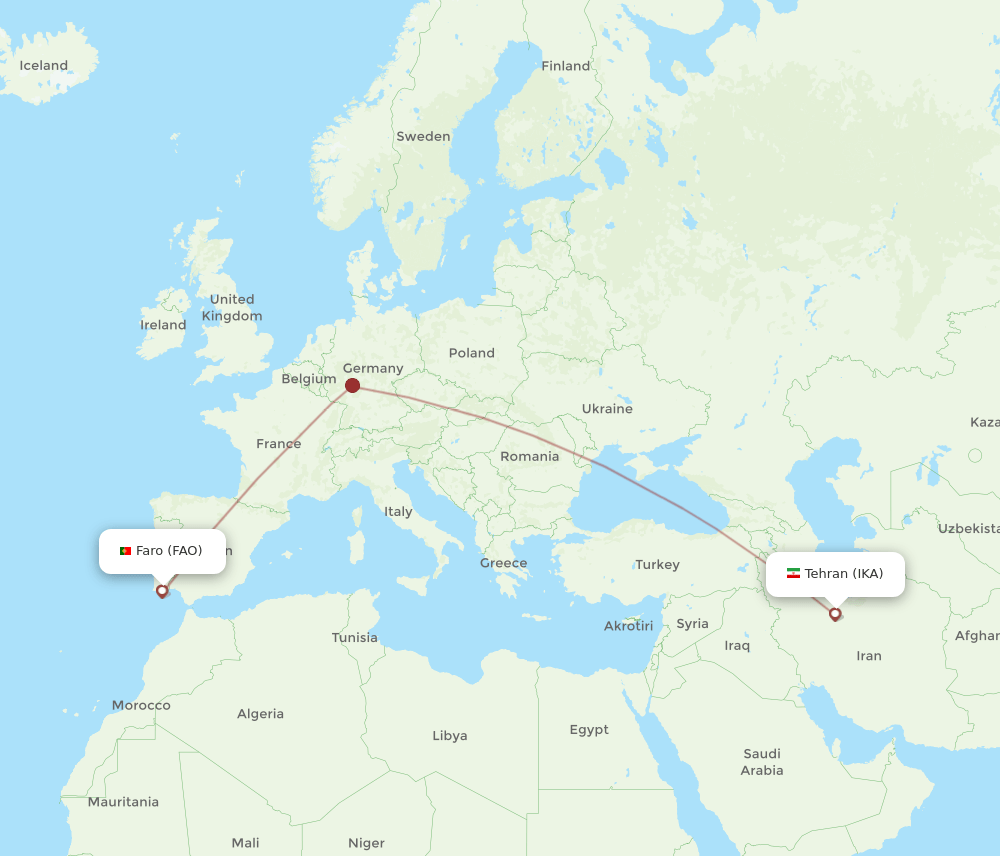 FAO-IKA flight routes
