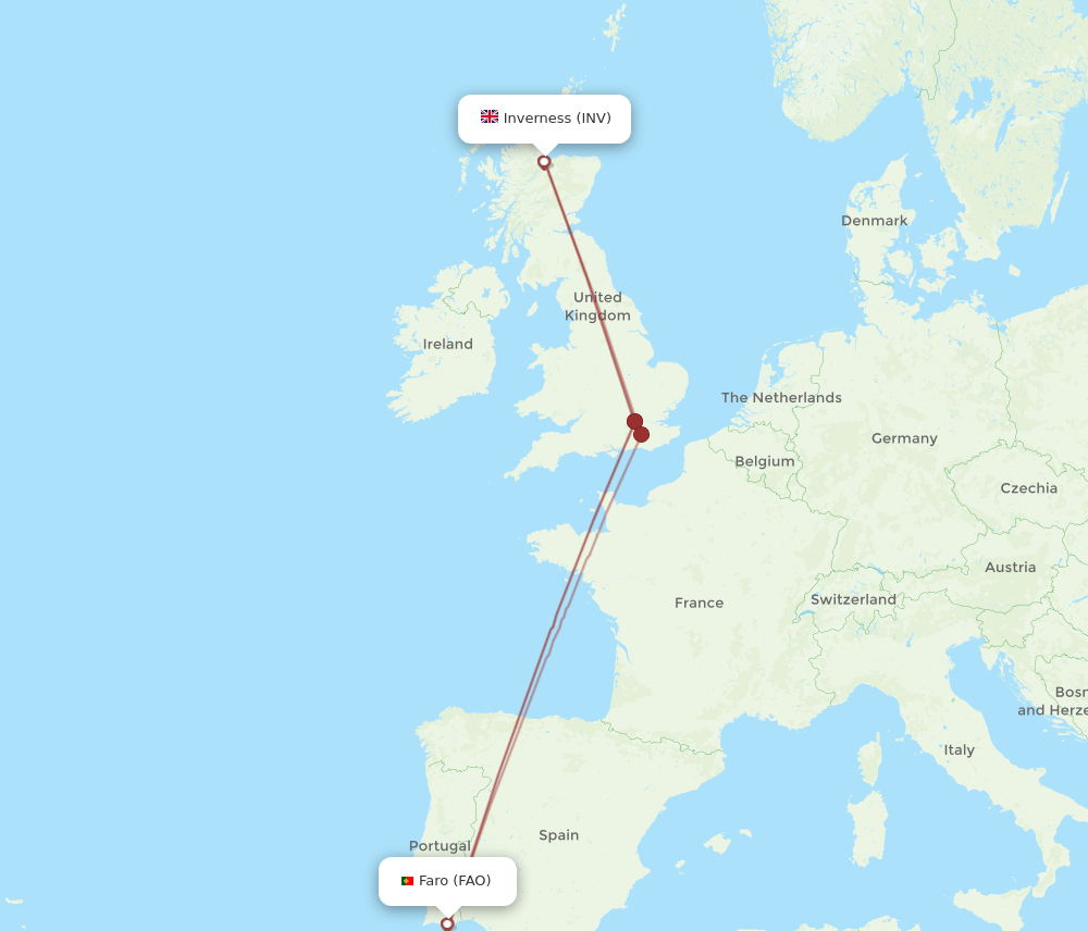 FAO-INV flight routes