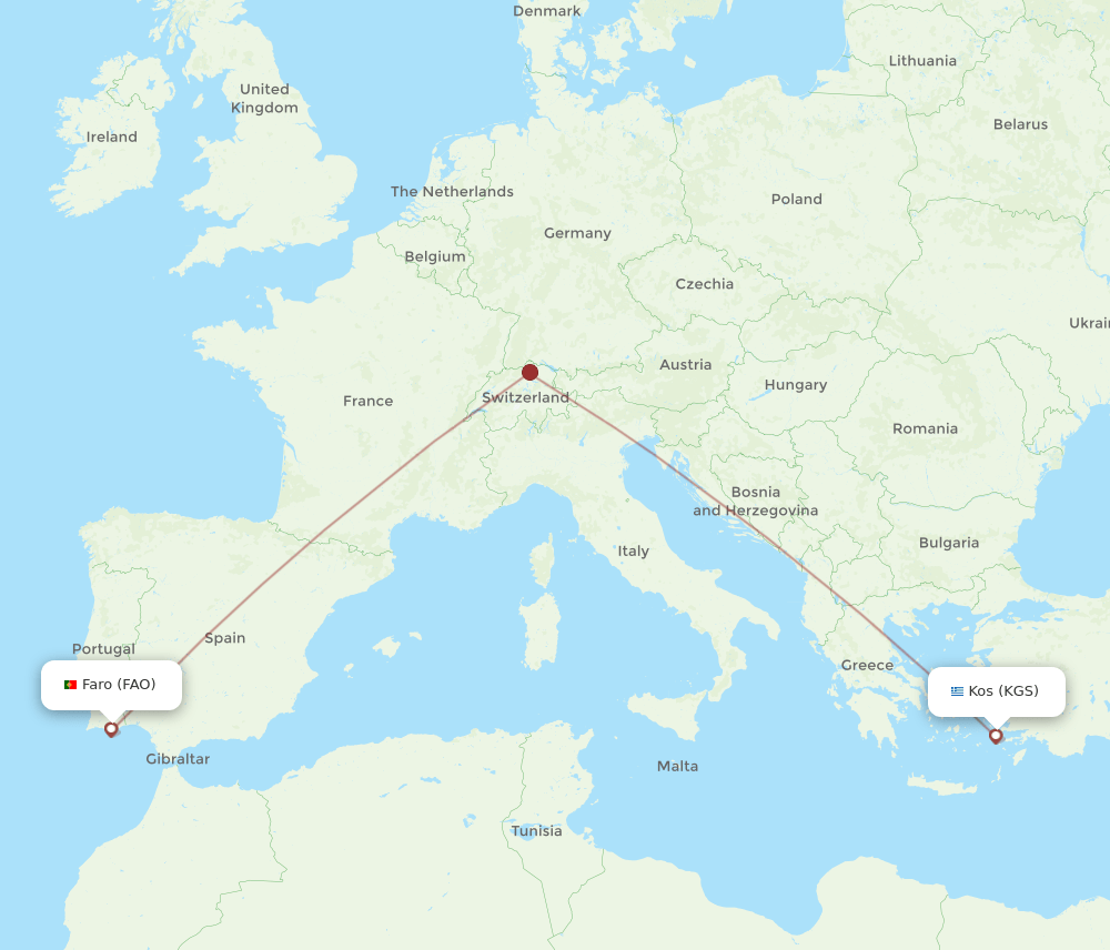 FAO-KGS flight routes