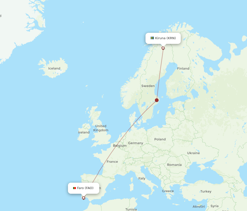 FAO-KRN flight routes