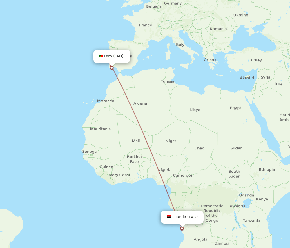 FAO-LAD flight routes