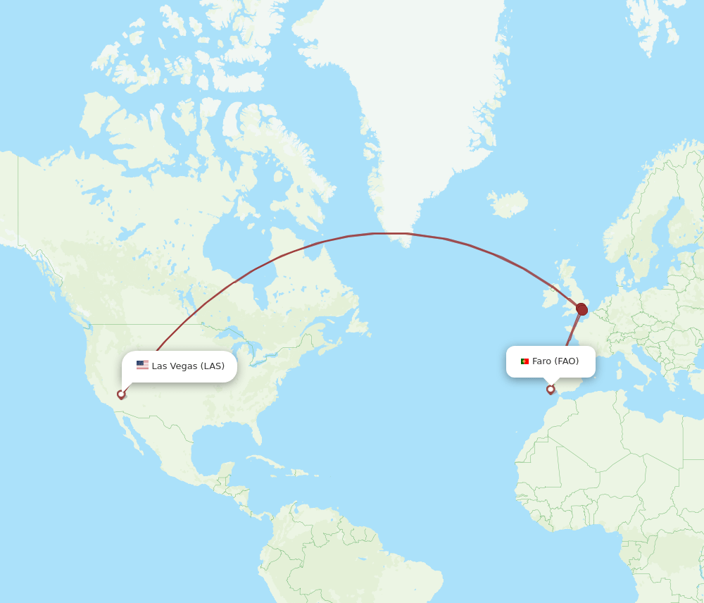 FAO-LAS flight routes