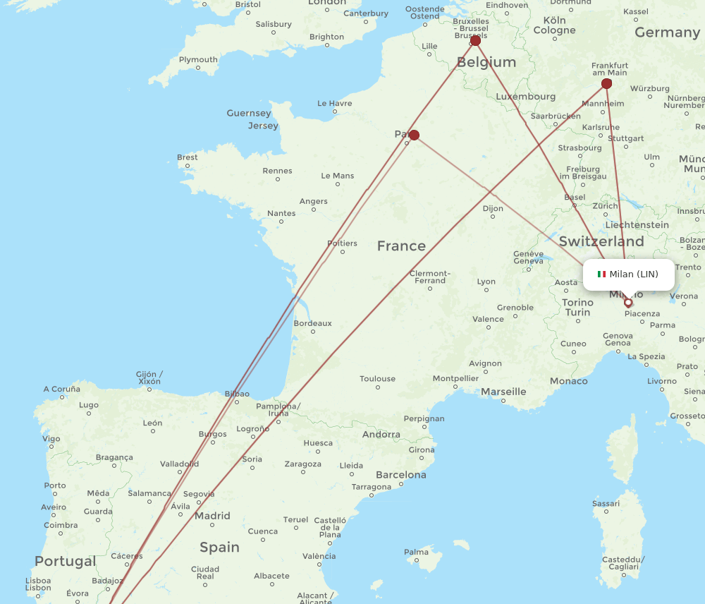 FAO-LIN flight routes