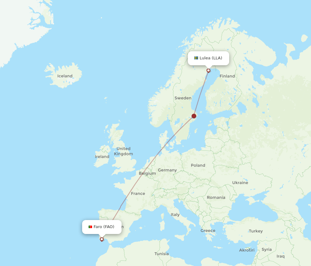 FAO to LLA flights and routes map