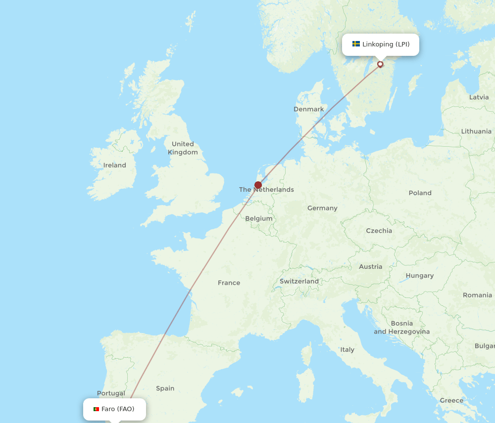 FAO to LPI flights and routes map