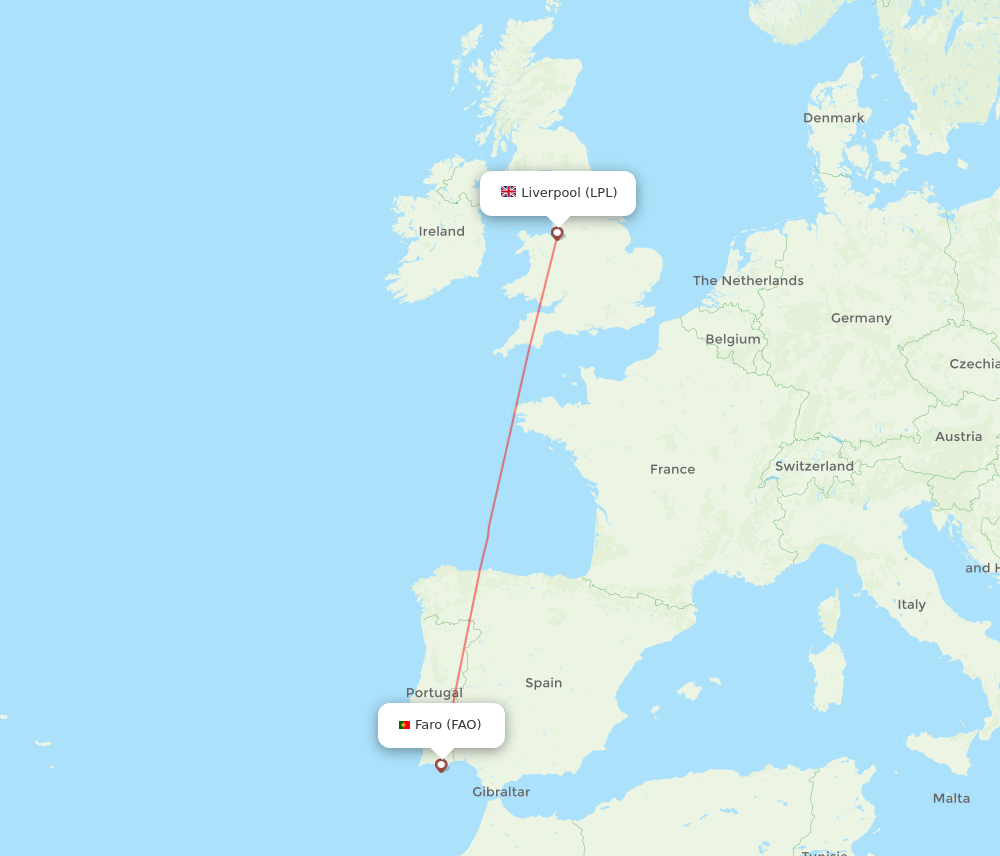FAO-LPL flight routes