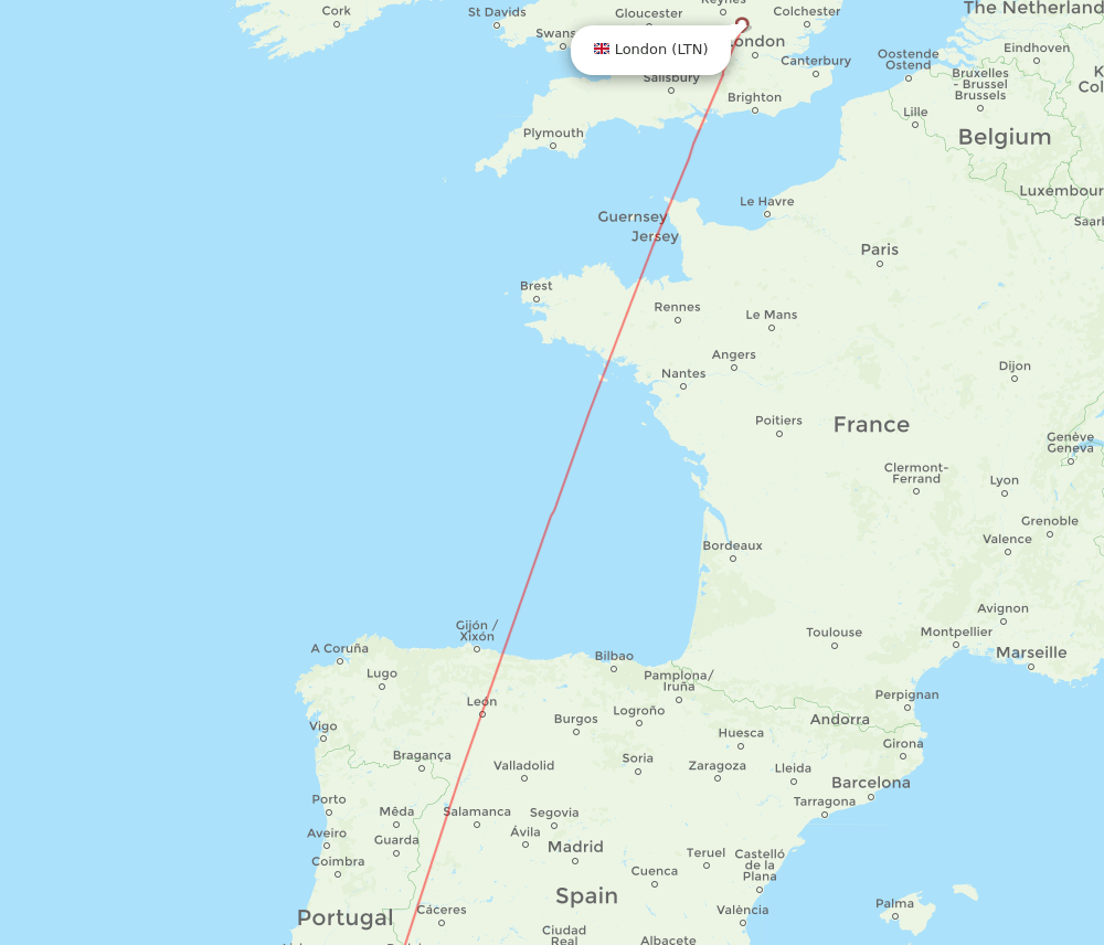 FAO to LTN flights and routes map