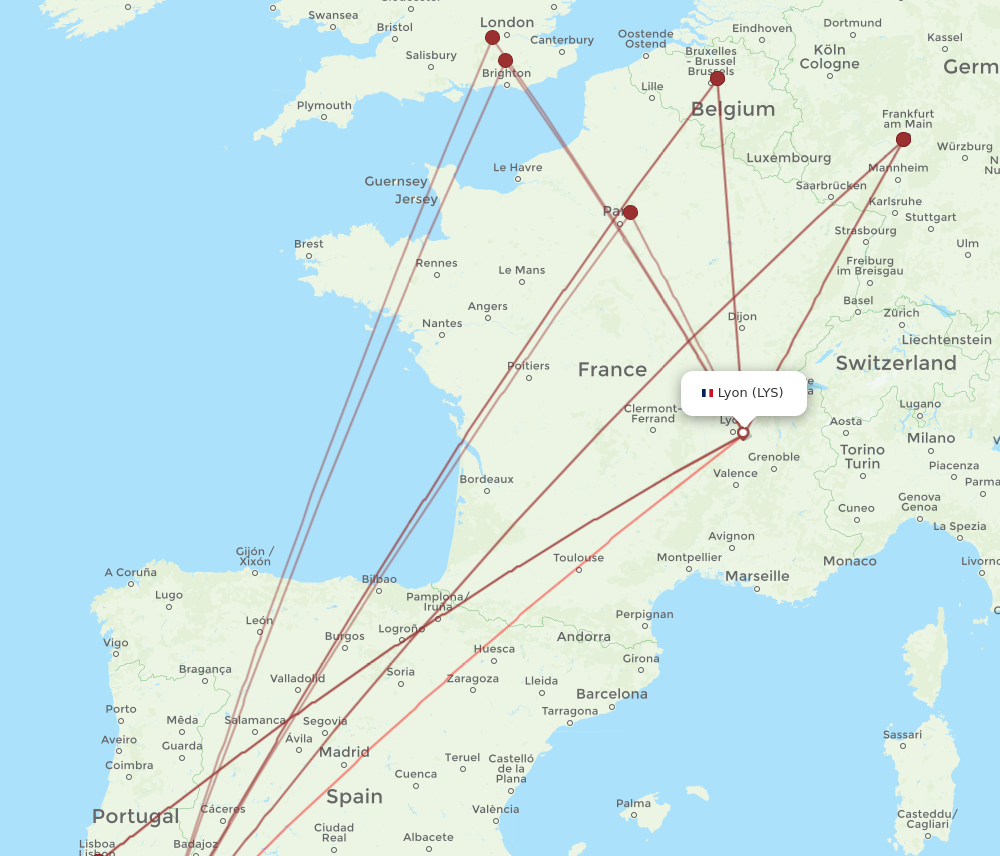 FAO to LYS flights and routes map